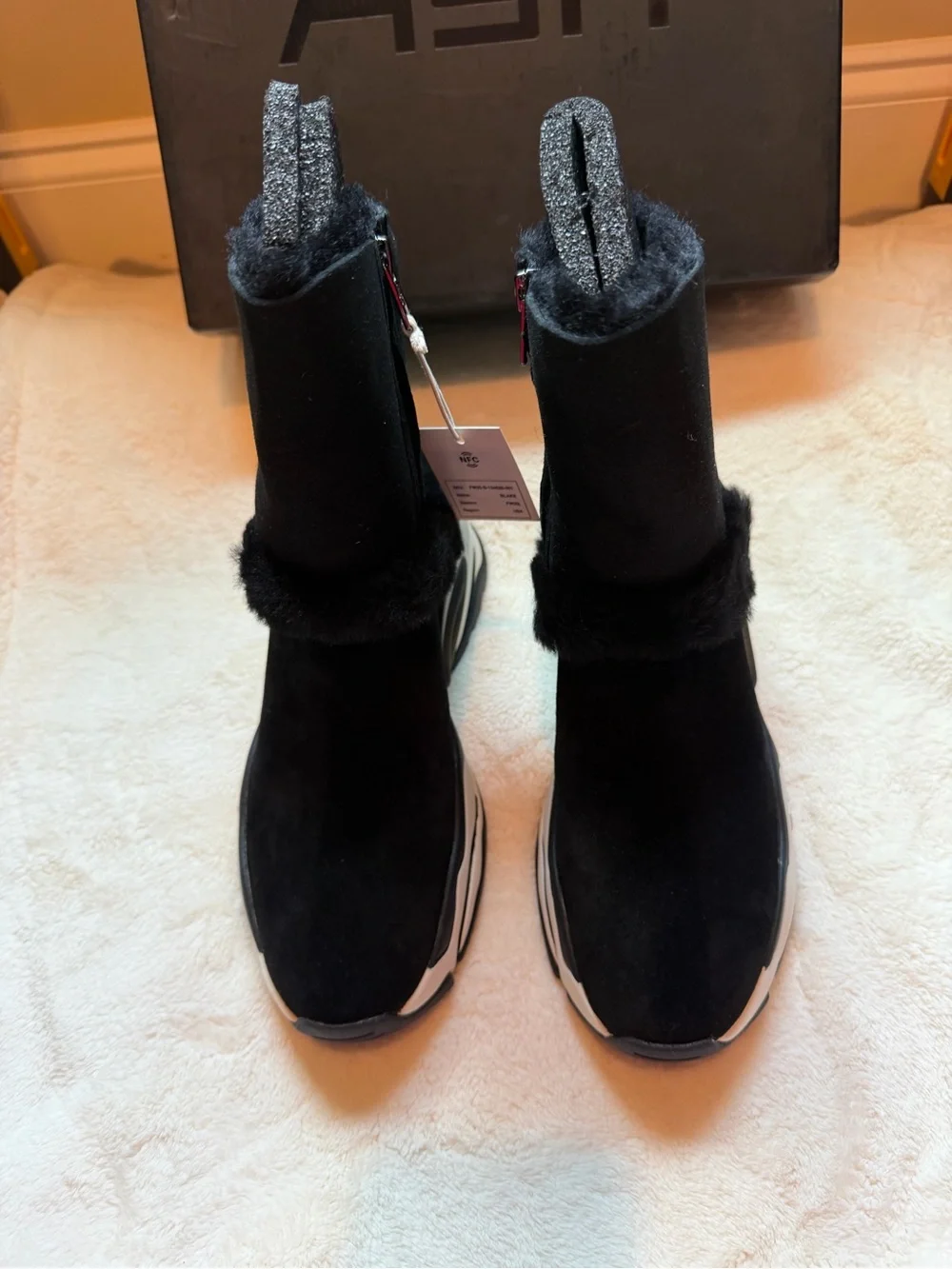 ASH Women’s Black Shearlings High Top Sneaker Booties